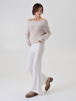 Cream Knit Trousers in_i7