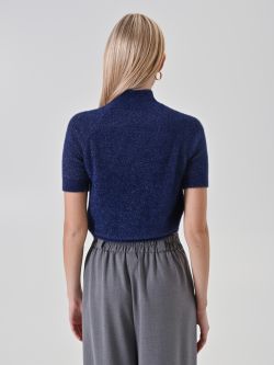 Maglia Blu Lurex Maniche Corte det_3