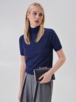 Maglia Blu Lurex Maniche Corte sp_e1