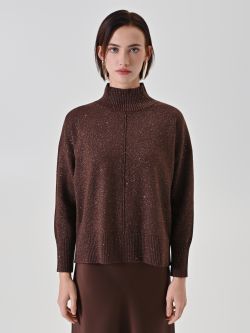 Schokoladenfarbener Lurex-Pullover mit Rollkragen det_2