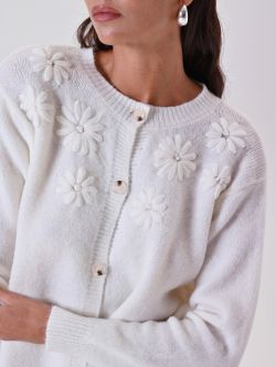 Weißer Cardigan mit Blumen in_i5