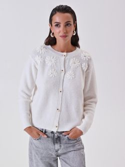 Weißer Cardigan mit Blumen in_i7