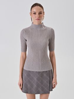 Maglia lupetto platino in lurex a costine det_2
