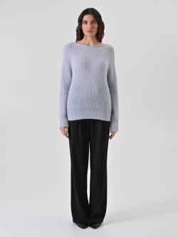 Light Blue Ribbed Sweater 1 Rinascimento Light Blue Ribbed Sweater det_1