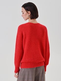 Red Mohair Blend Crewneck Sweater 3 Rinascimento Red Mohair Blend Crewneck Sweater det_3