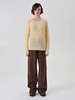 Yellow Mohair-Blend Crewneck Sweater 1 Rinascimento Yellow Mohair-Blend Crewneck Sweater det_1