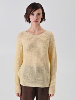 Yellow Mohair-Blend Crewneck Sweater 2 Rinascimento Yellow Mohair-Blend Crewneck Sweater det_2