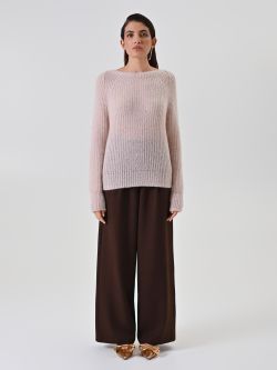 Light Pink Ribbed Crew Neck Sweater 1 Rinascimento Light Pink Ribbed Crew Neck Sweater det_1