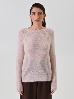 Light Pink Ribbed Crew Neck Sweater 2 Rinascimento Light Pink Ribbed Crew Neck Sweater det_2
