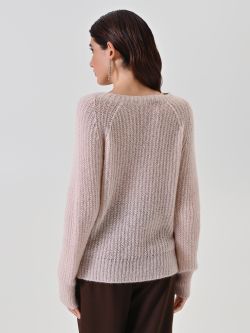 Light Pink Ribbed Crew Neck Sweater 3 Rinascimento Light Pink Ribbed Crew Neck Sweater det_3