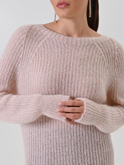 Light Pink Ribbed Crew Neck Sweater 4 Rinascimento Light Pink Ribbed Crew Neck Sweater in_i5