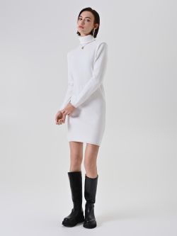 Robe fourreau en maille crème in_i7