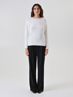 Cream Sweater with Jewel Neckline 1 Rinascimento Cream Sweater with Jewel Neckline det_1