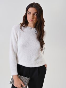 Cream Sweater with Jewel Neckline 0 Rinascimento Cream Sweater with Jewel Neckline sp_e1