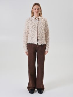 Cardigan écru en maille bouclée det_1