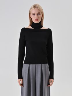 Maglia nera con dettaglio choker det_2