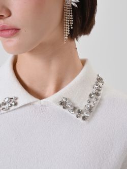 Pull blanc cassé à col bijou 4 Rinascimento Pull blanc cassé à col bijou in_i5