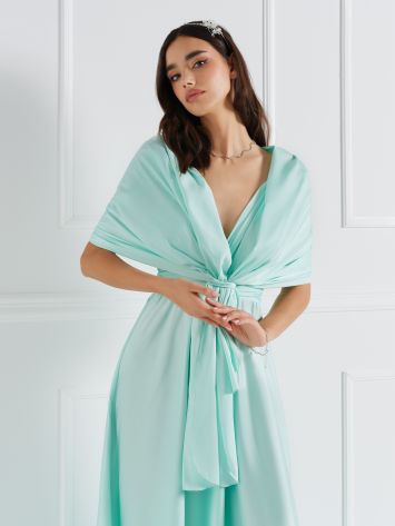 Aqua Green Satin Rinascimento atelier Stole  Rinascimento