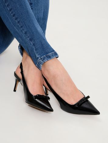 Slingback-Schuh aus schwarzem Lackleder  Rinascimento