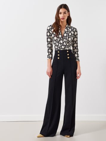 High Waist Trousers with Jewel Buttons  Rinascimento