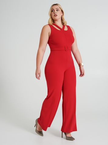 Curvy jumpsuit with double cut-out detail  Rinascimento