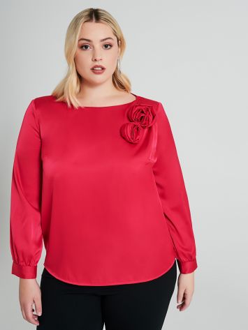Curvy blouse with rose appliqué  Rinascimento