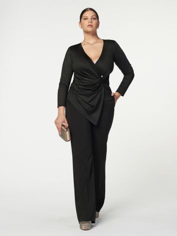 Curvy lycra blouse with pearl clasp   Rinascimento