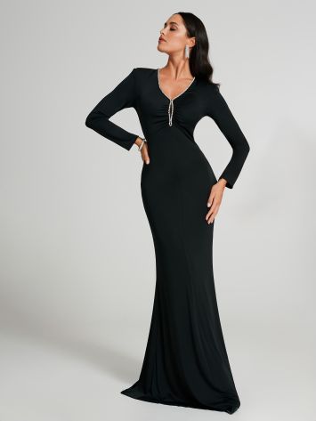 Long dress with crystal teardrop cut-out  Rinascimento