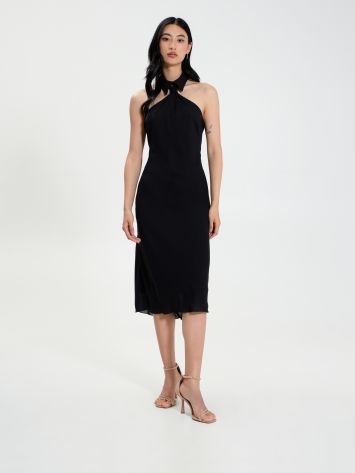 Midi-Kleid mit Kragen mit Bindeoptik  Rinascimento