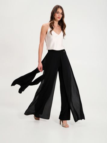 Black Trousers with Georgette Panels   Rinascimento