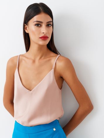 Marocain Crêpe Top in Pink ANDA B-M9752/C675 TOP SPALLINE B221 Rinascimento