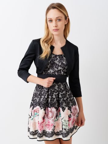 Black Structured Satin Shrug Black Structured Satin Shrug Rinascimento