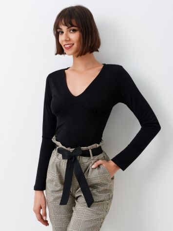 Black Long Sleeved Blouse NAIKE W-MG2055/Z248 BLUSA B001 Rinascimento