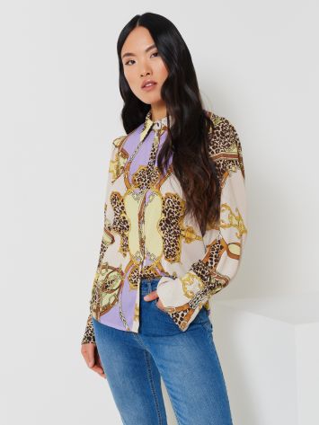 Animal Chain Print Blouse  Rinascimento