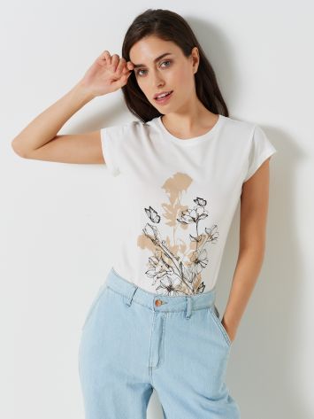 T-Shirt mit Blumenmuster  Rinascimento