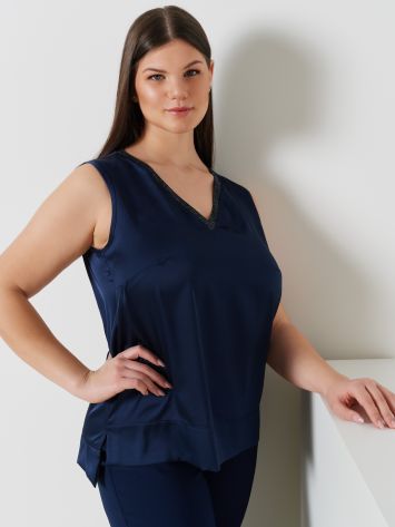 Top Curvy Scollo a V in Raso   Rinascimento