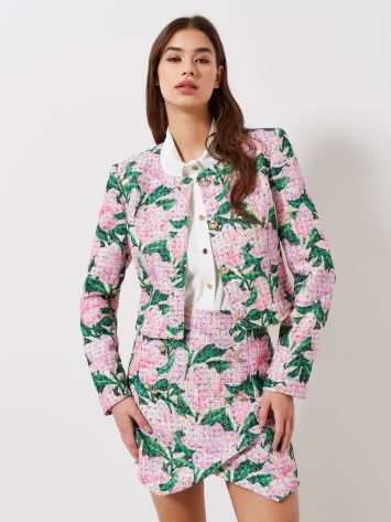 Veste en tweed à fleurs  Rinascimento
