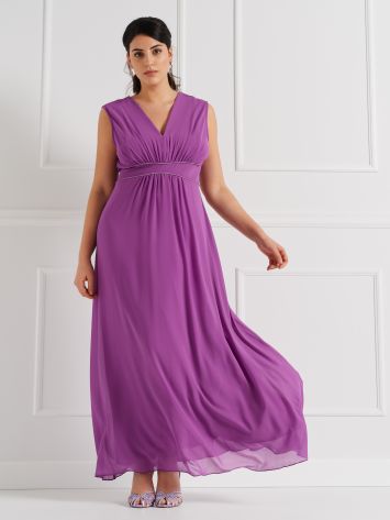 Curvy Full-Length Georgette Dress with Rhinestone Detail  Rinascimento