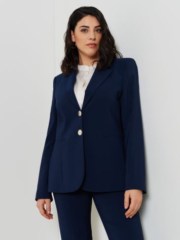Curvy Two Button Jacket in Stretch Technical Fabric  Rinascimento