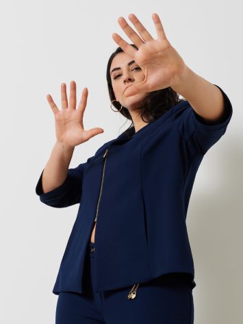 Stretch Curvy Jacket with Zip  Rinascimento