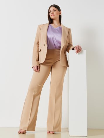 Curvy, Mid-Flared Trousers in Stretch Technical Fabric  Rinascimento