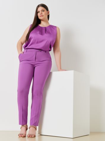 Pantalon curvy modèle cigarette en tissu technique stretch  Rinascimento