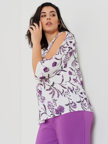Curvy Floral Print Blouse  Rinascimento
