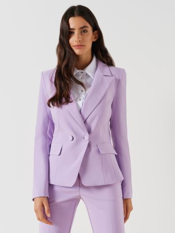 Double-Breasted Jacket in Lilac Technical Fabric  Rinascimento