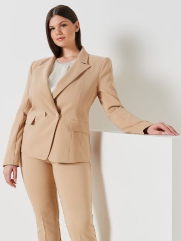 Curvy Double-Breasted Jacket in Stretch Technical Fabric  Rinascimento