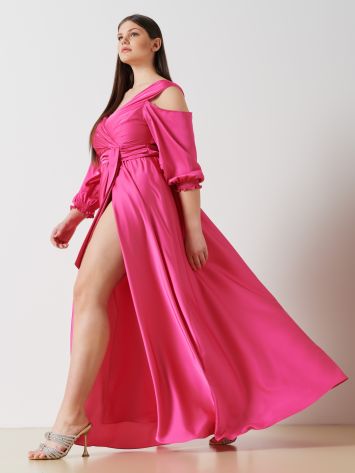 Curvy Full-Length Satin Dress  Rinascimento