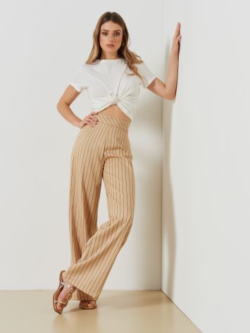 Pinstripe Palazzo Trousers   Rinascimento