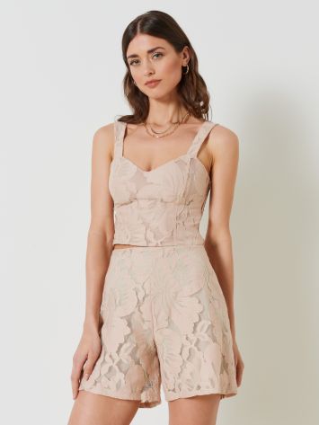 Damask-effect Crop Top   Rinascimento