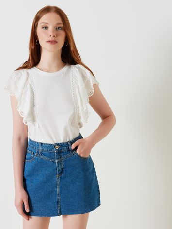T-shirt with Macramé Ruffles  Rinascimento