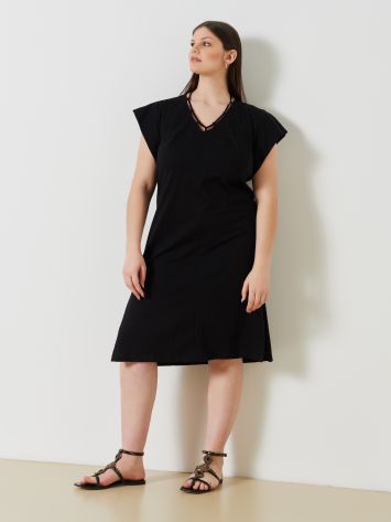 Curvy Cotton Jersey Dress  Rinascimento